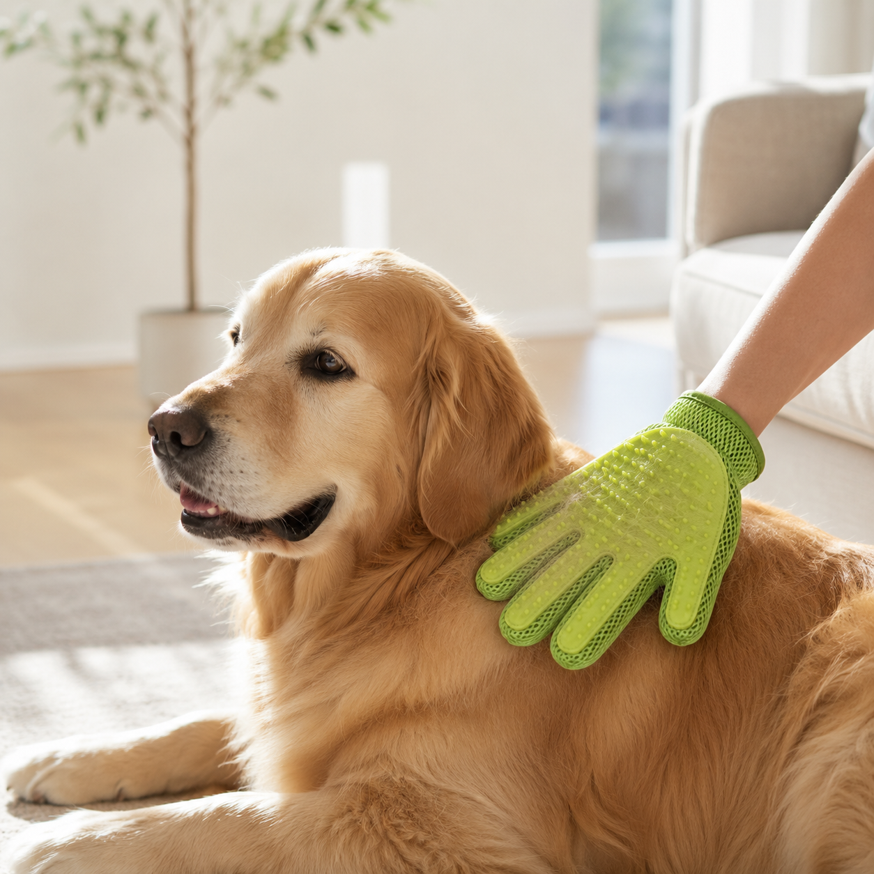 Green Double-Sided Pet Grooming Glove