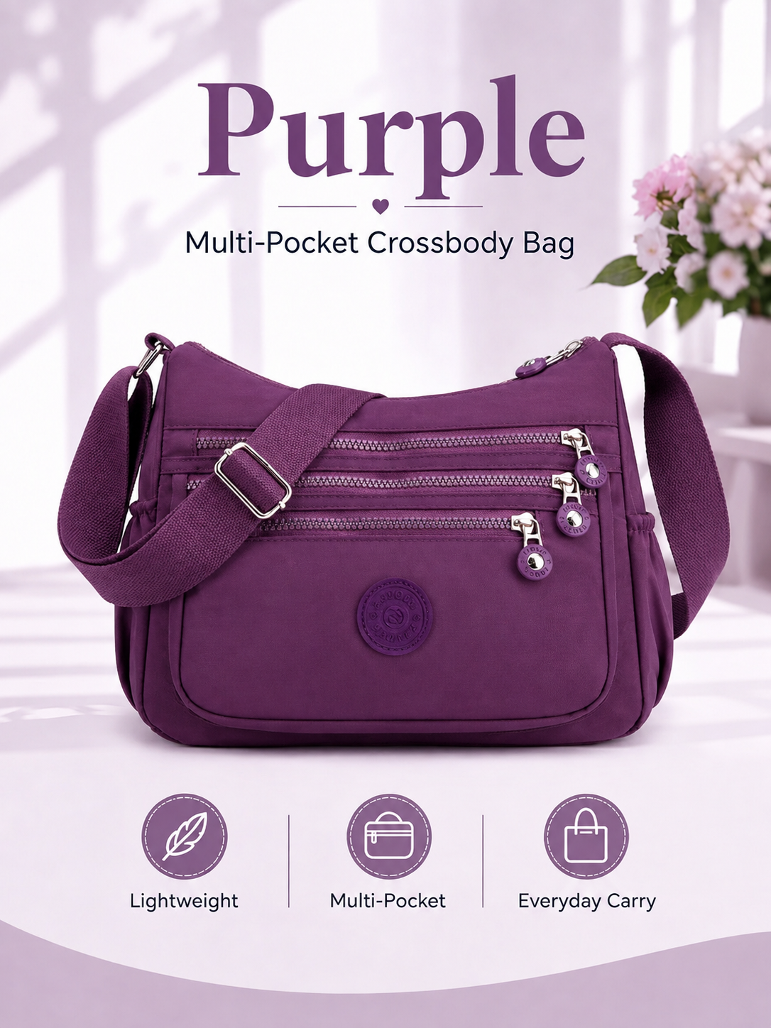 💖 Everyday Favorite Nylon Crossbody Bag with Multi-Pocket Storage