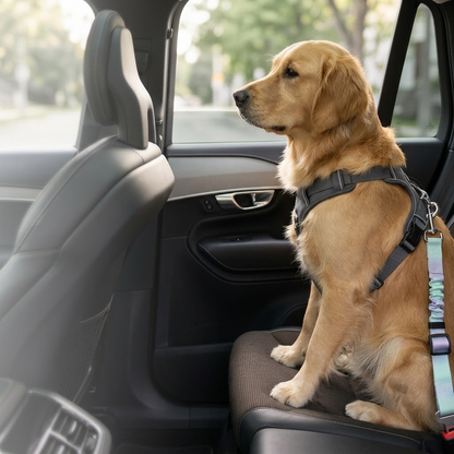 Green and Purple Gradient Elastic Pet Car Safety Tether