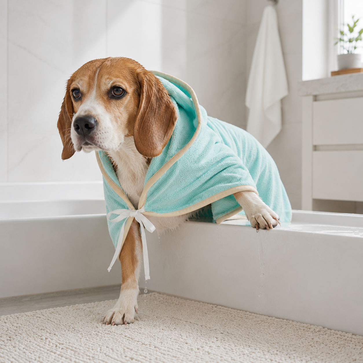 Light Green Hooded Pet Drying Towel