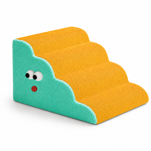 Green and Yellow Four-Step Pet Stairs