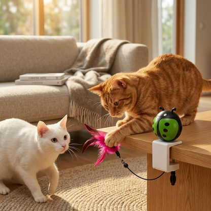 Green Ladybug Automatic Cat Teaser Toy