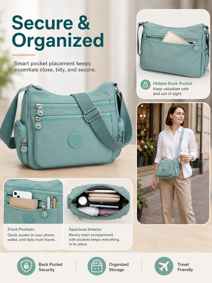 💖 Everyday Favorite Nylon Crossbody Bag with Multi-Pocket Storage1