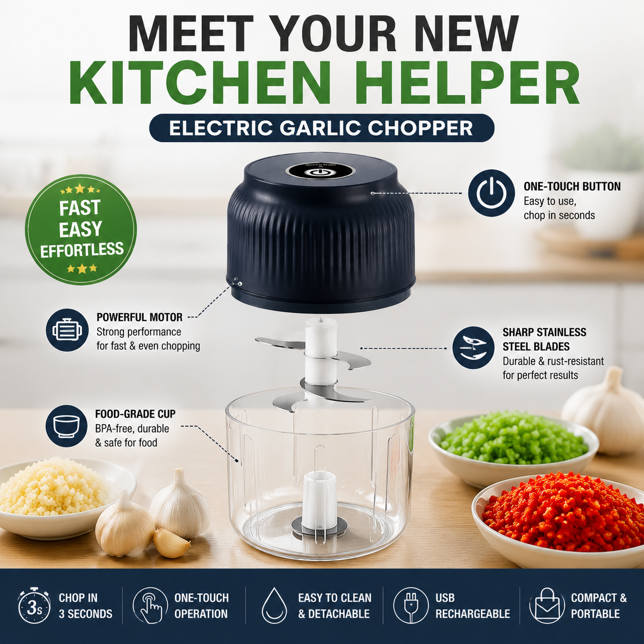 🔥50% off on the last day| 😩 Still Chopping Garlic by Hand? This Kitchen Gadget Does It in 3 Seconds1