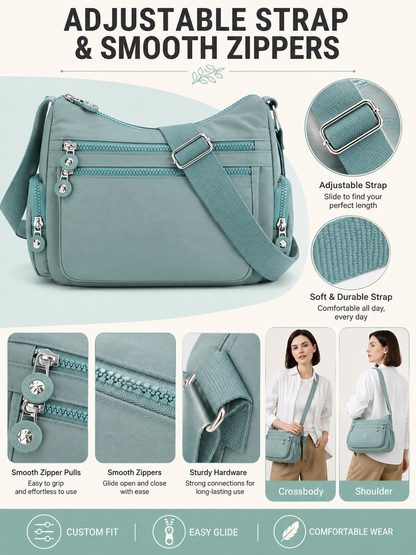 💖 Everyday Favorite Nylon Crossbody Bag with Multi-Pocket Storage1