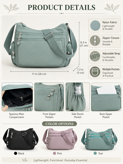 💖 Everyday Favorite Nylon Crossbody Bag with Multi-Pocket Storage1