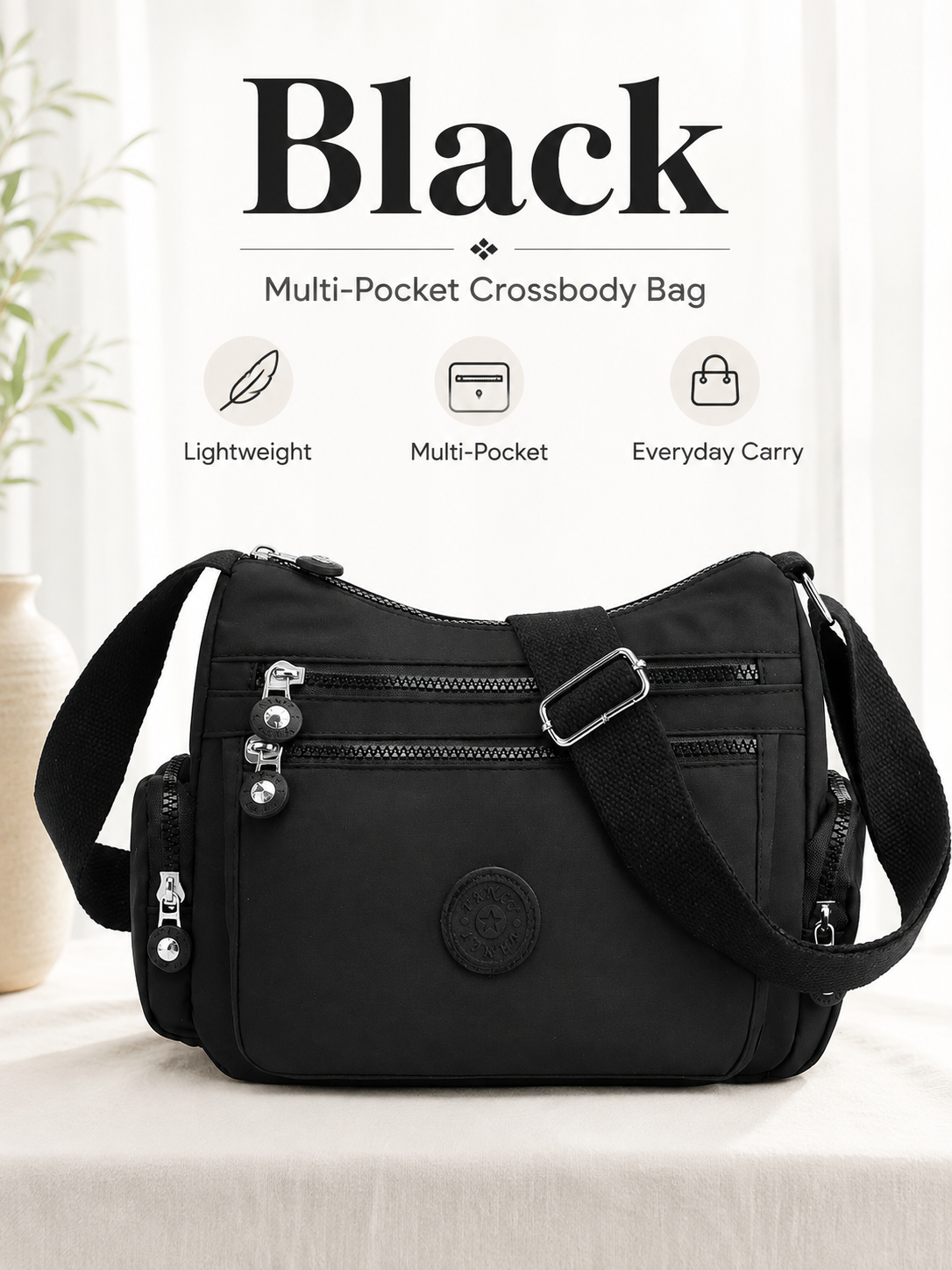 💖 Everyday Favorite Nylon Crossbody Bag with Multi-Pocket Storage1