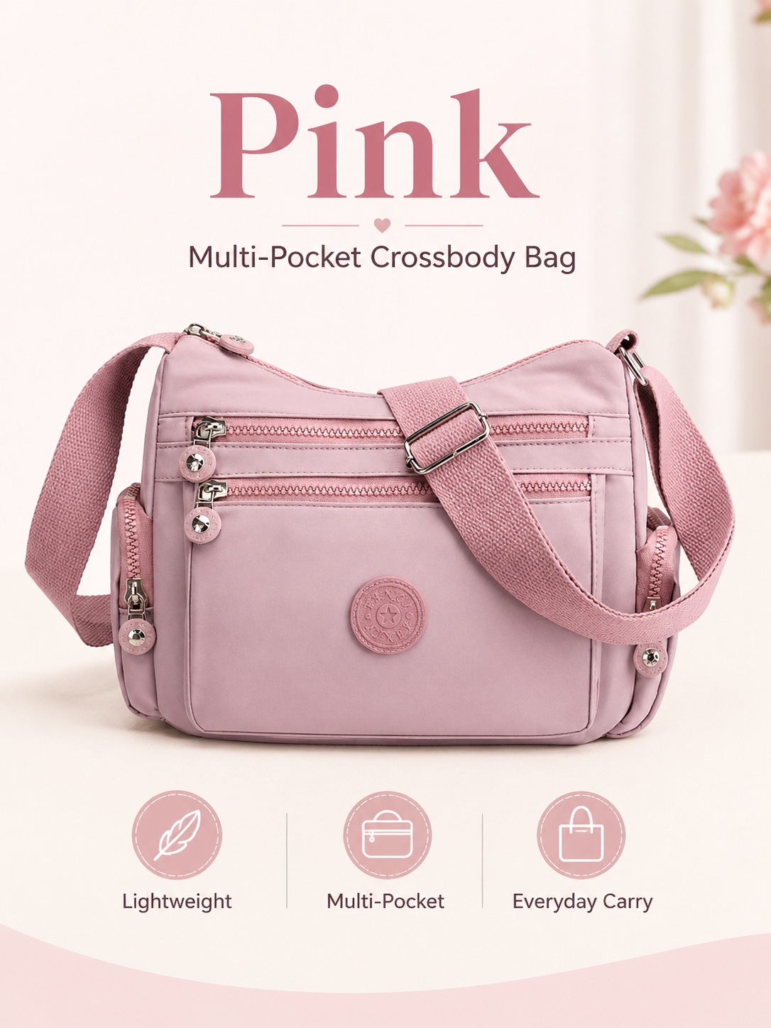💖 Everyday Favorite Nylon Crossbody Bag with Multi-Pocket Storage1