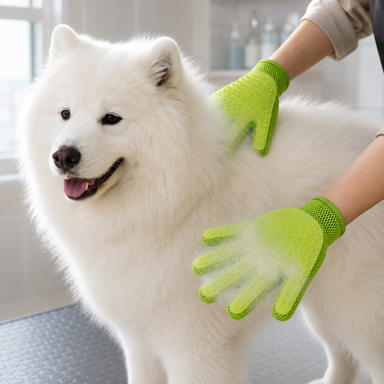 Green Double-Sided Pet Grooming Glove