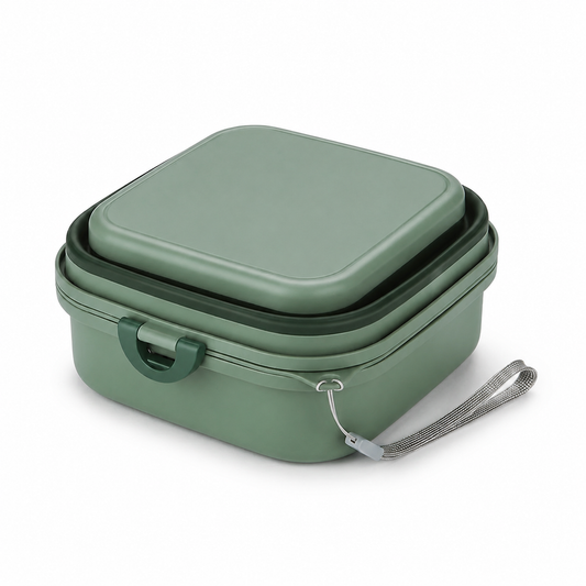 Green 400 ml Foldable Double Pet Bowl