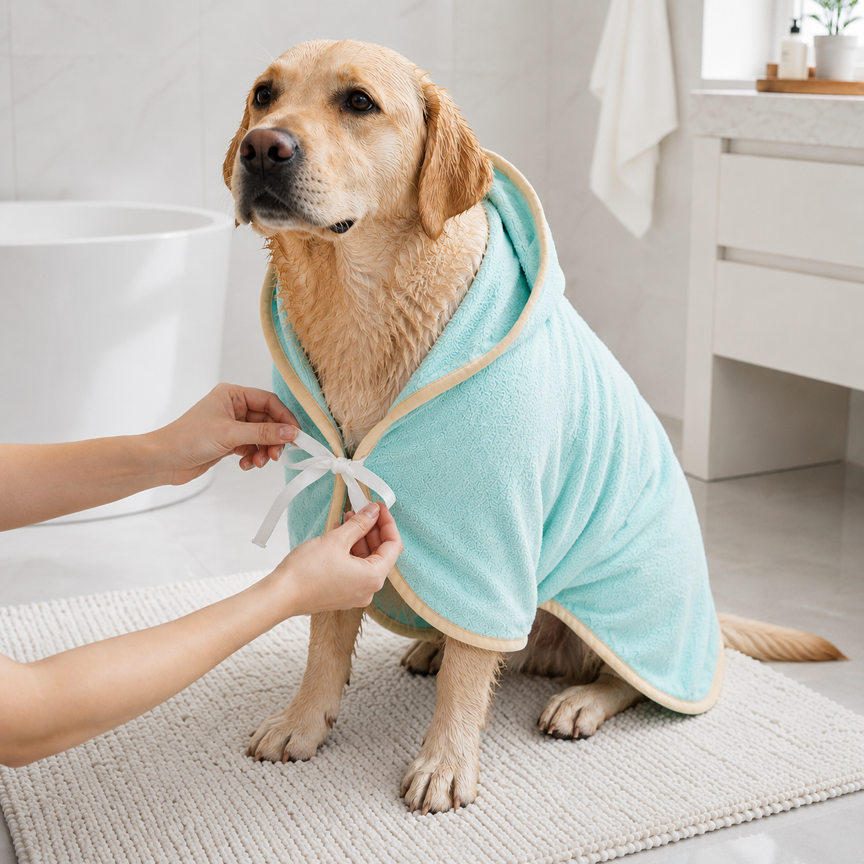 Light Green Hooded Pet Drying Towel